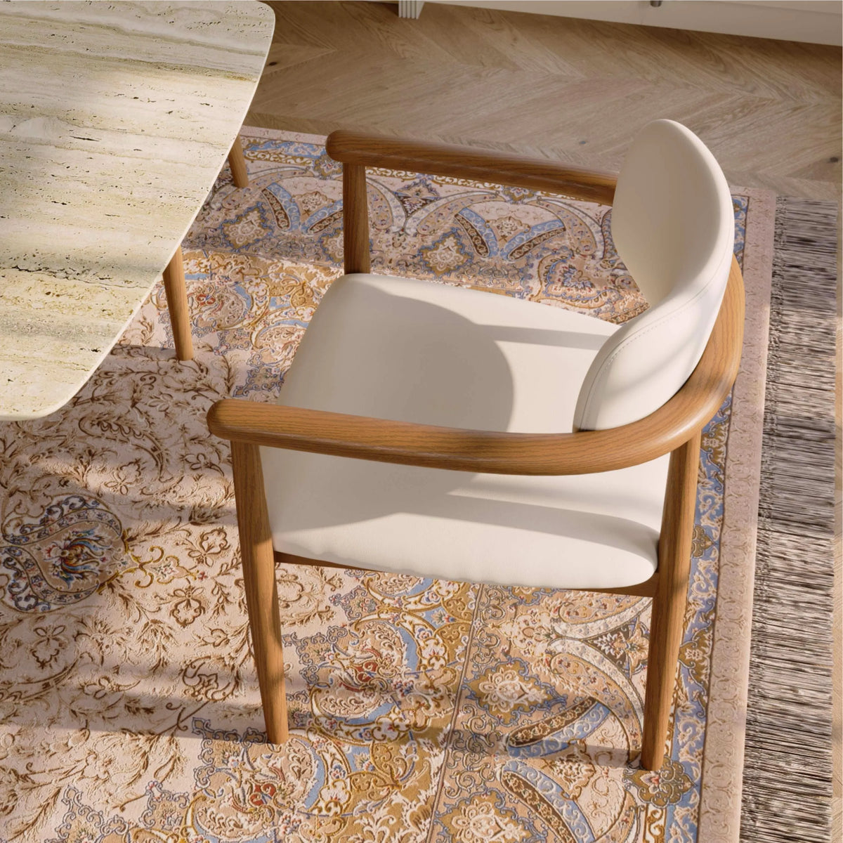 Chaise de salle à manger capitonnée en bois massif, style milieu du siècle