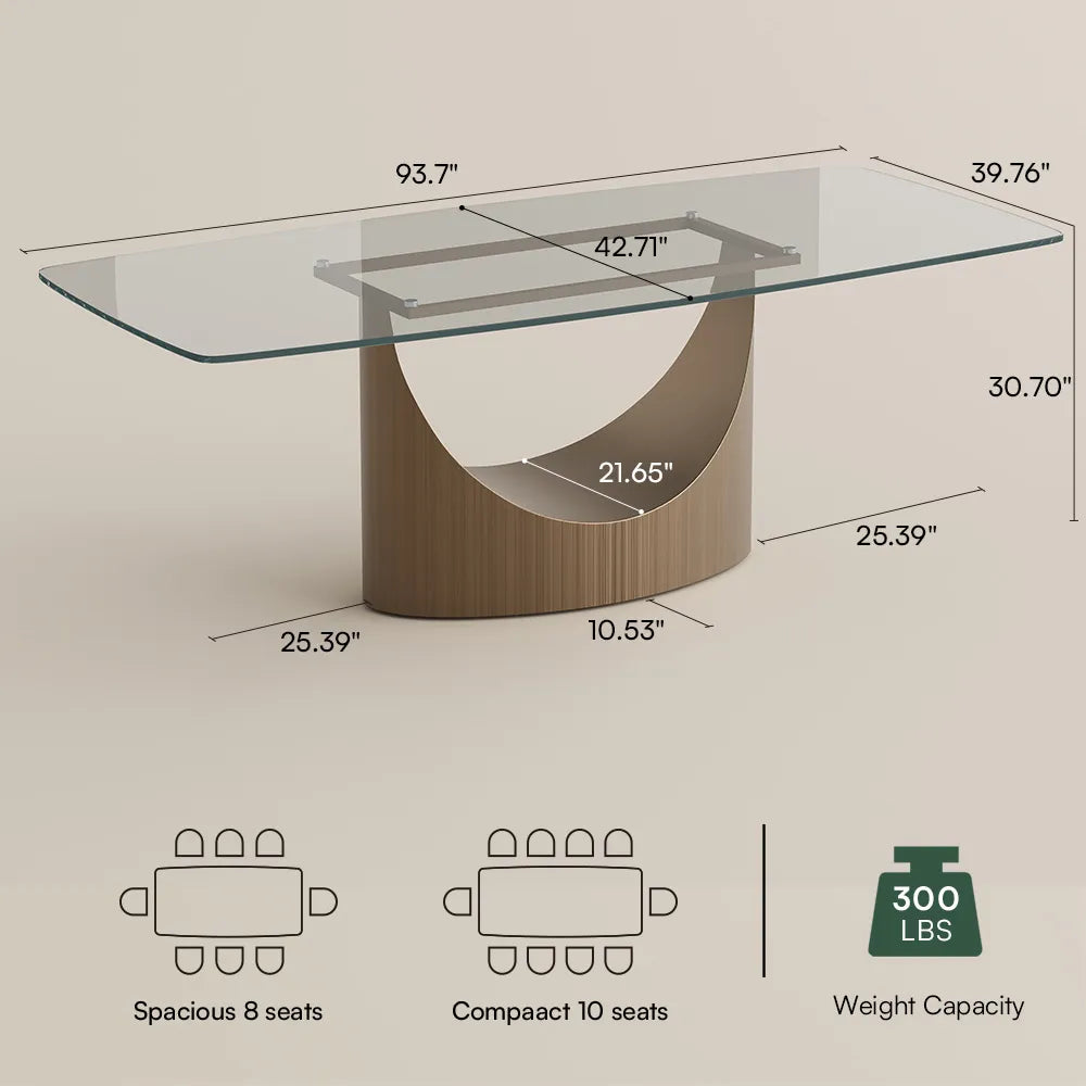 Hobart - Rectangular Tempered Glass Dining Table