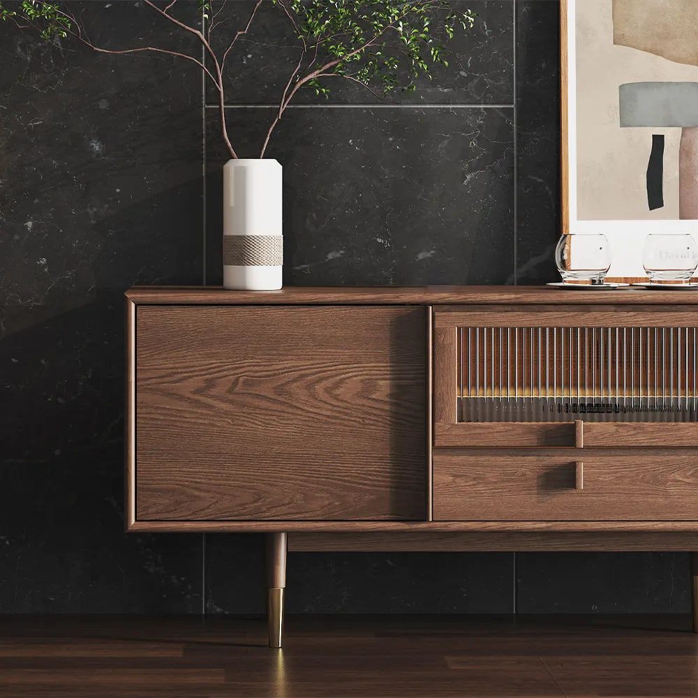 Meuble TV de luxe nordique du milieu du siècle de 78,7 pouces