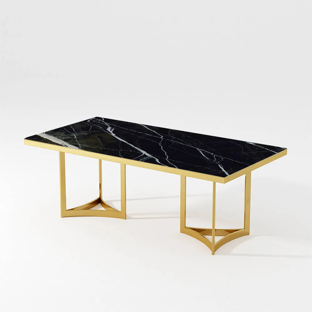Table à manger moderne Bura en faux marbre de 55 po