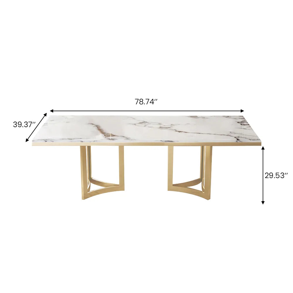 Table à manger moderne Bura en faux marbre de 71 po