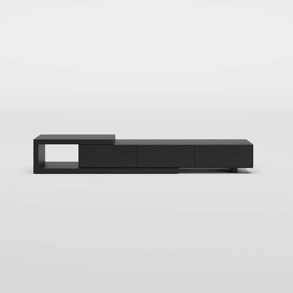Meuble TV rétractable moderne en bois avec 3 tiroirs