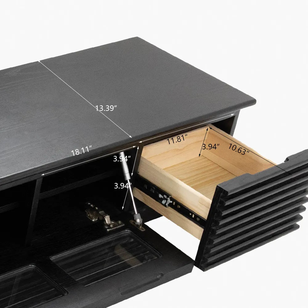 Meuble TV cannelé minimaliste avec tiroirs