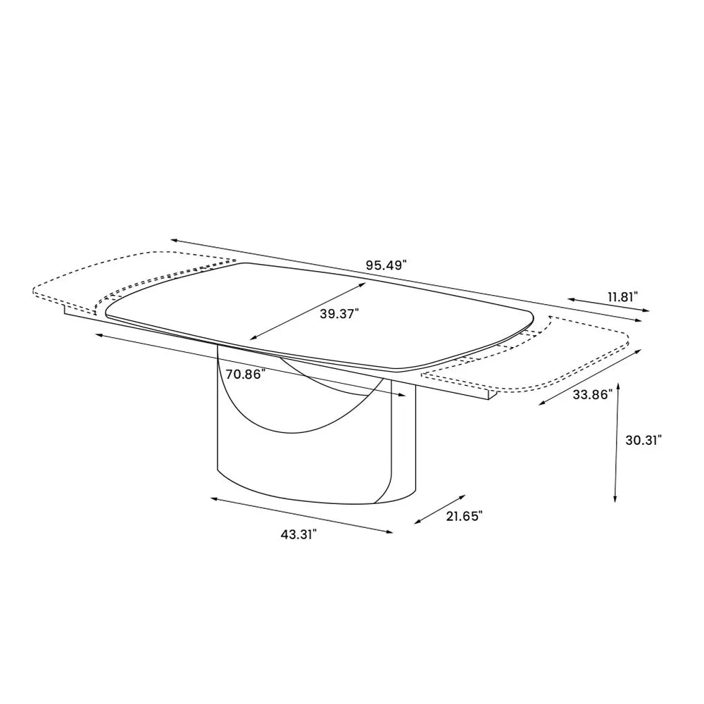 Hobart - Table à manger rectangulaire en pierre frittée