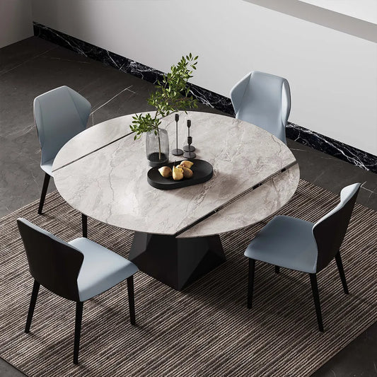 53"Modern Round Extendable Dining Table