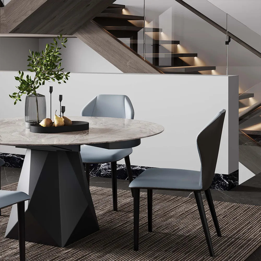 Table à manger ronde extensible moderne de 53 pouces