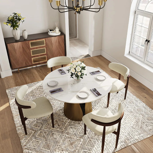 Vera - Round Glossy Sintered Stone Dining Table