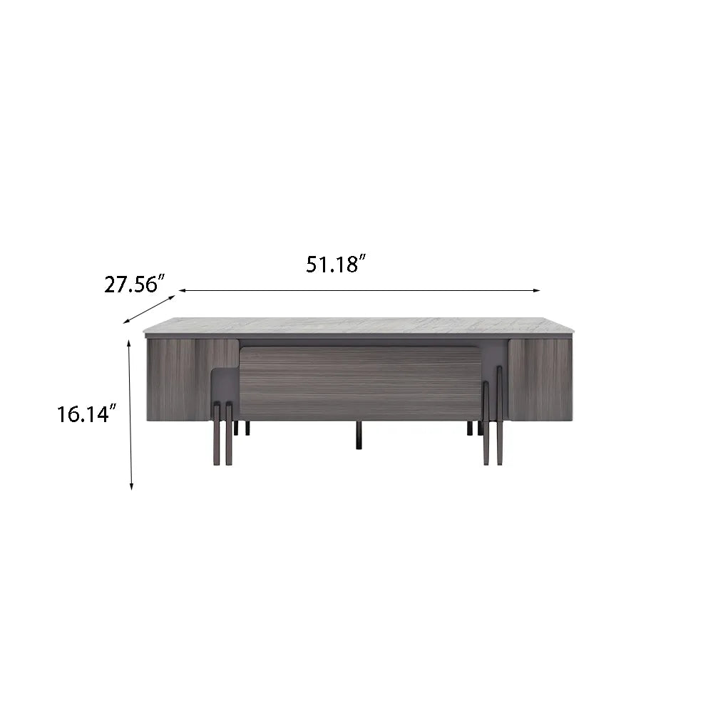 51.18" Modern Minimalist Oak Veneer Coffee Table