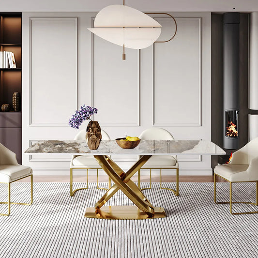 Maxwell - Rectangular Glossy Sintered Stone Dining Table