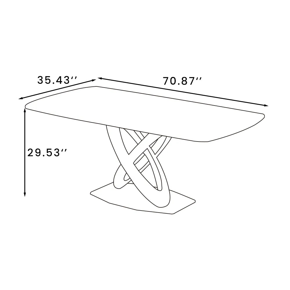 Maxwell - Table à manger rectangulaire en pierre frittée brillante