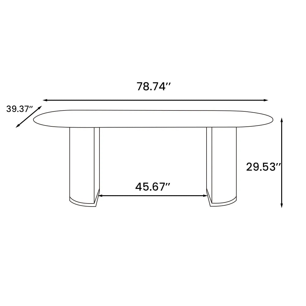 Lira - Table à manger ovale en pierre frittée brillante