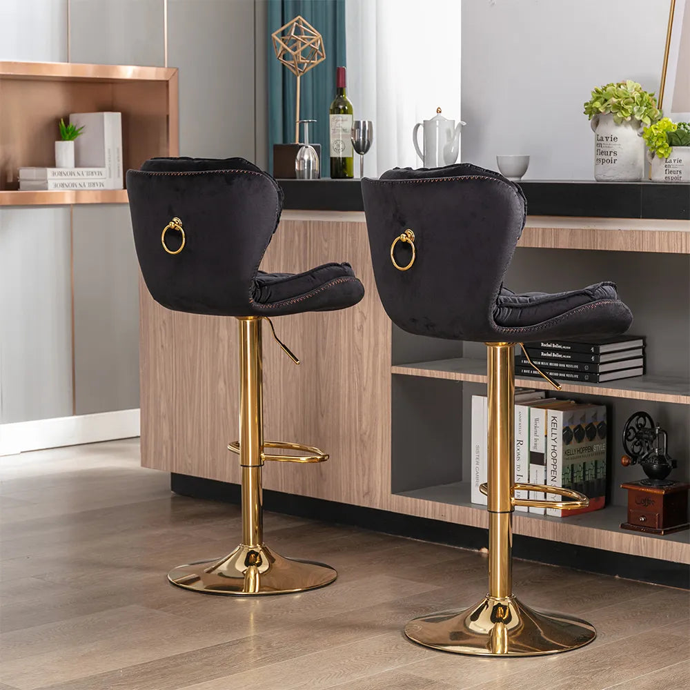 Tabourets de bar réglables en velours modernes (lot de 2)