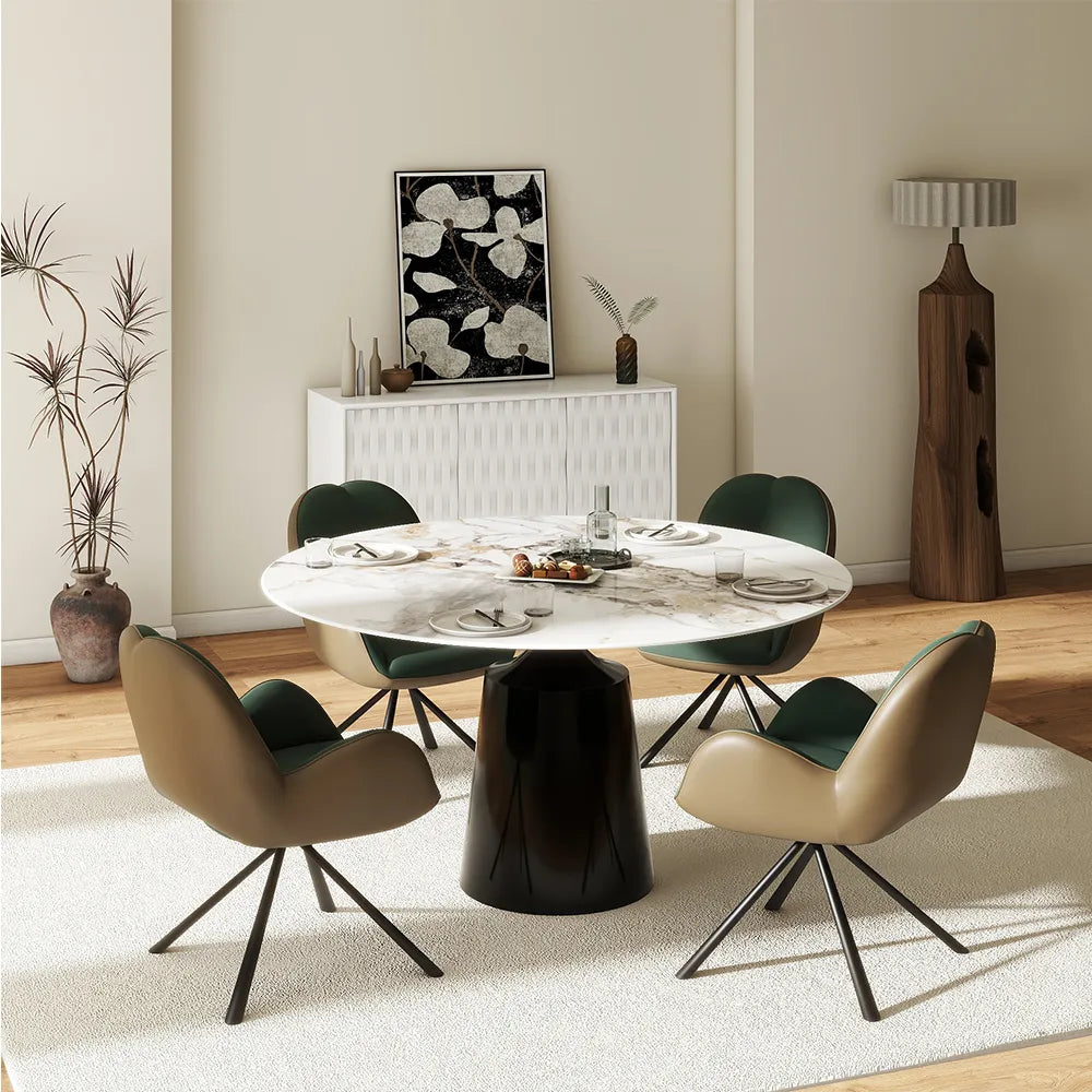 Lot de 2 chaises de salle à manger pivotantes modernes en velours vert