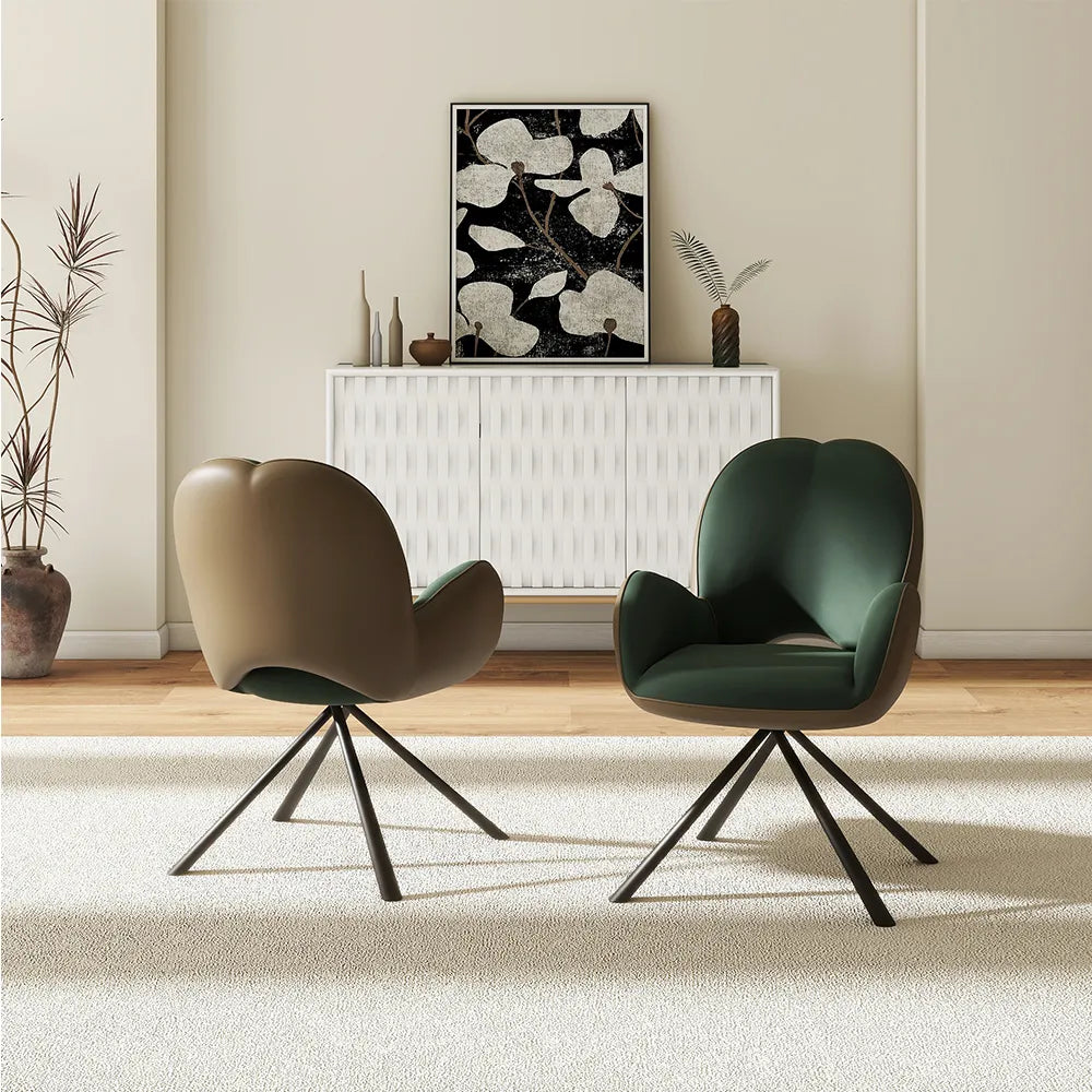 Lot de 2 chaises de salle à manger pivotantes modernes en velours vert