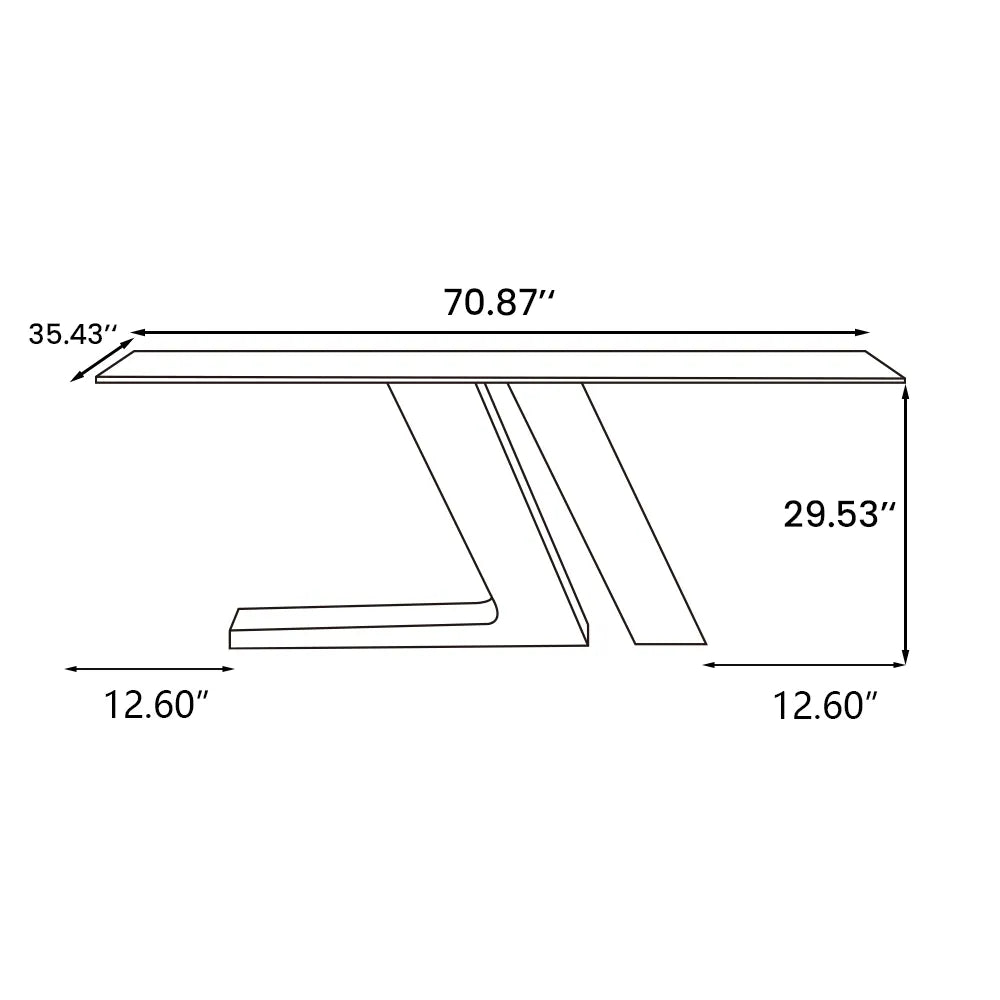 Table à manger rectangulaire blanche de luxe moderne de 71 po pour 4 à 6 personnes