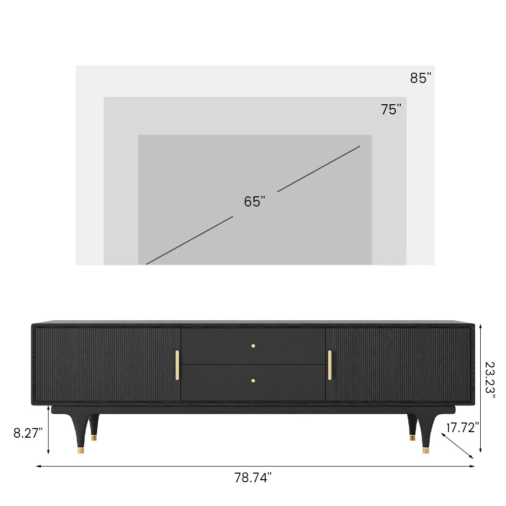 78.74" Mid-Century Modern Fluted TV Stand