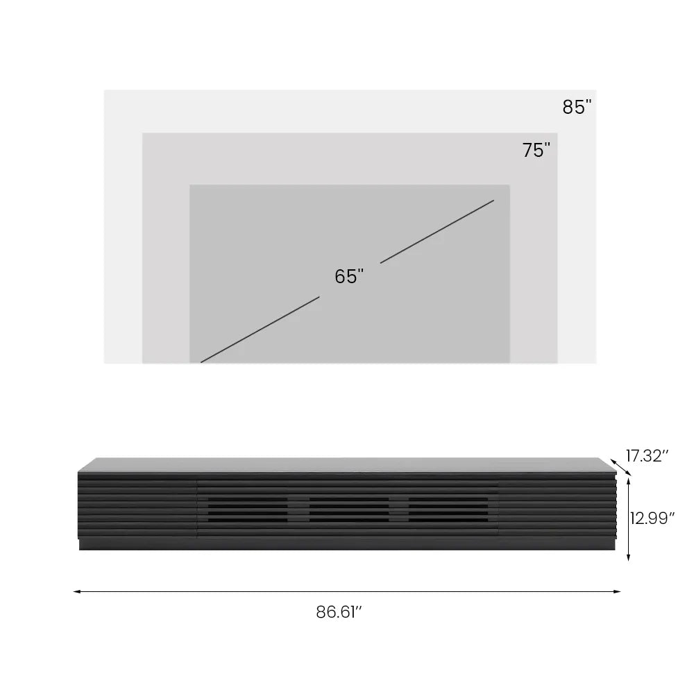 Meuble TV cannelé minimaliste avec tiroirs
