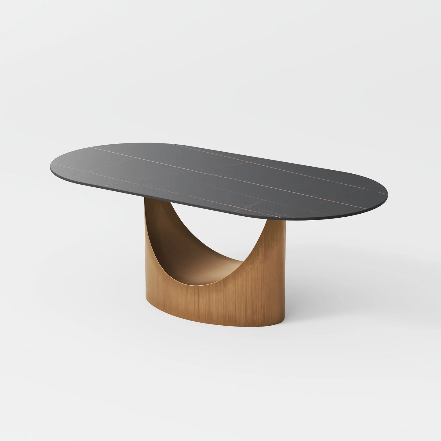 Hobart - Table à manger ovale en pierre frittée de 71 po