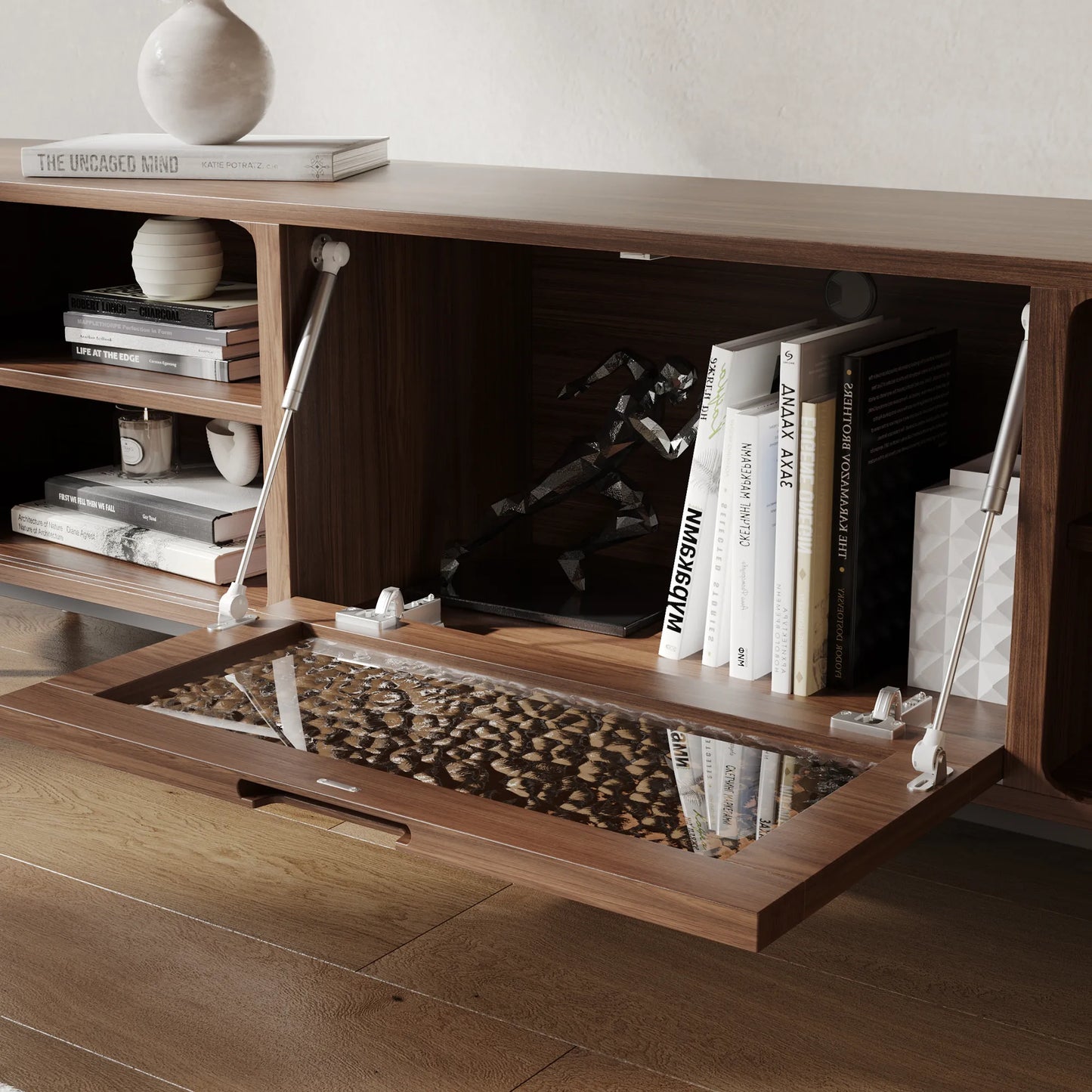 VISION - 94.49"Mid-Century Modern Tambour Door TV Stand