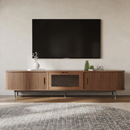 VISION - 94.49"Mid-Century Modern Tambour Door TV Stand