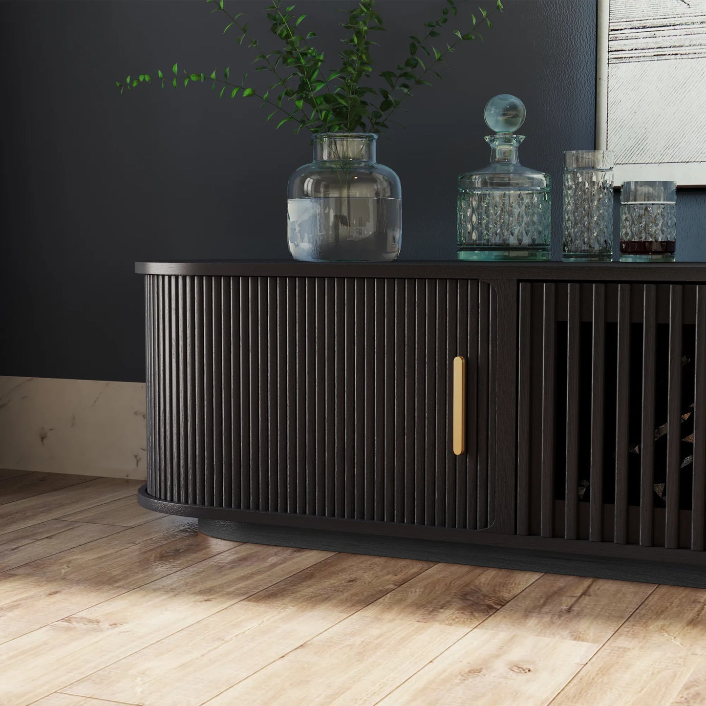 VISION - 78.74"Mid-Century Modern Tambour Door TV Stand