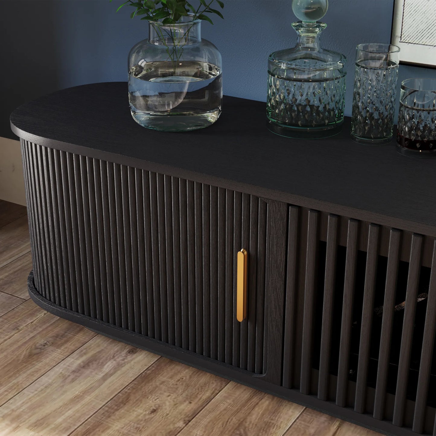 VISION - 78.74"Mid-Century Modern Tambour Door TV Stand