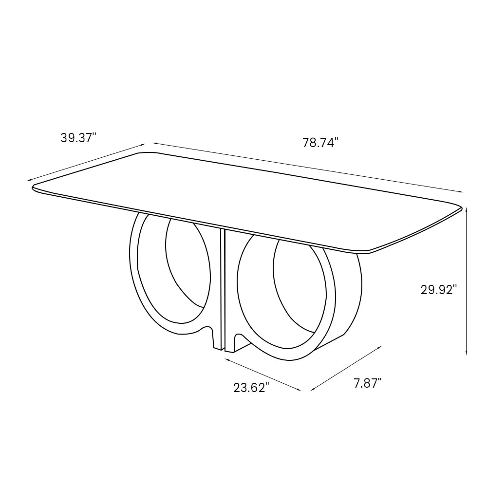 Table à manger rectangulaire de 79 po au design moderne
