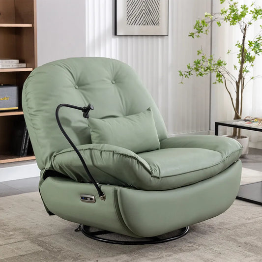 Power Recliner Lounge Swivel Chair with Waist Pillow