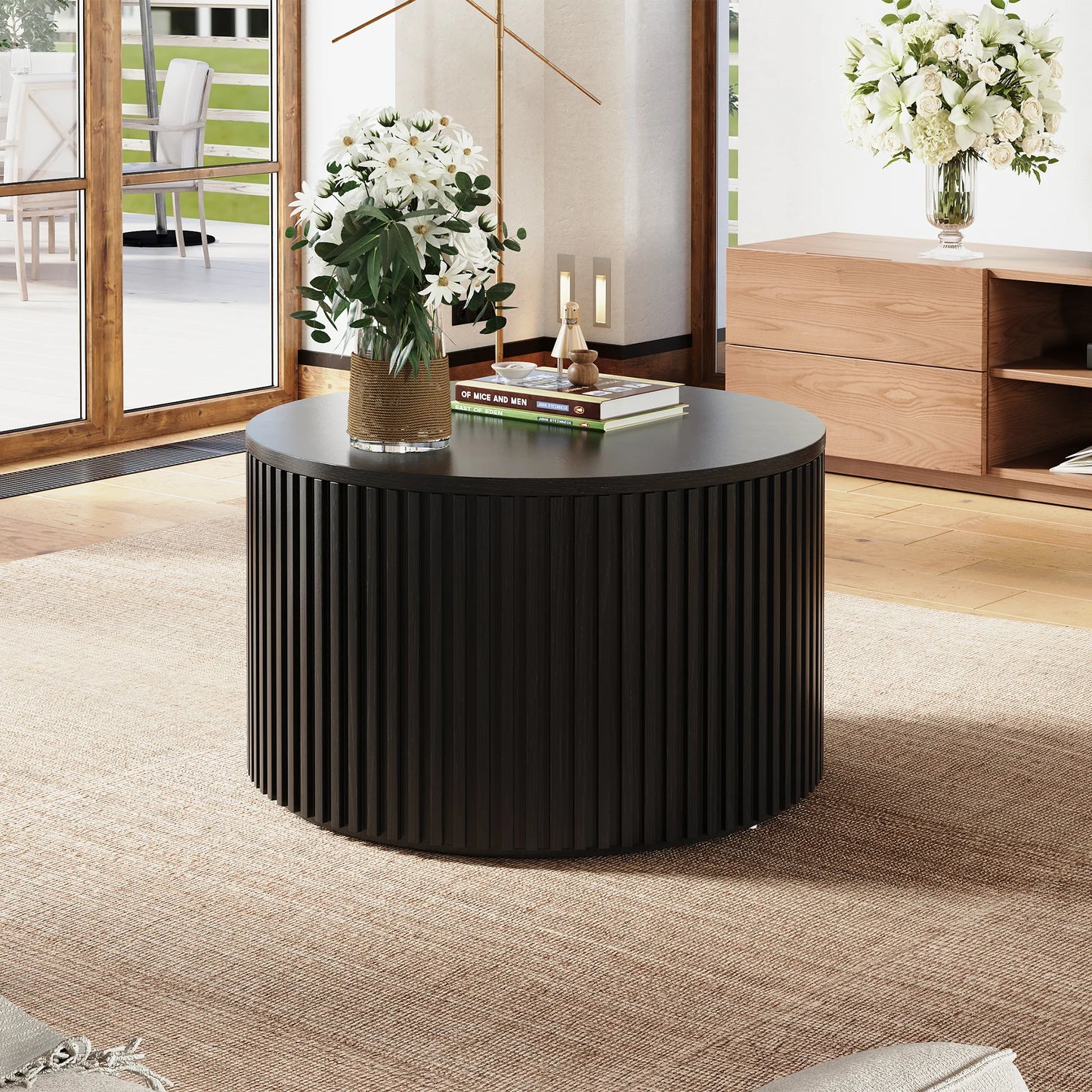 Table basse ronde à plateau relevable de 31,5 po