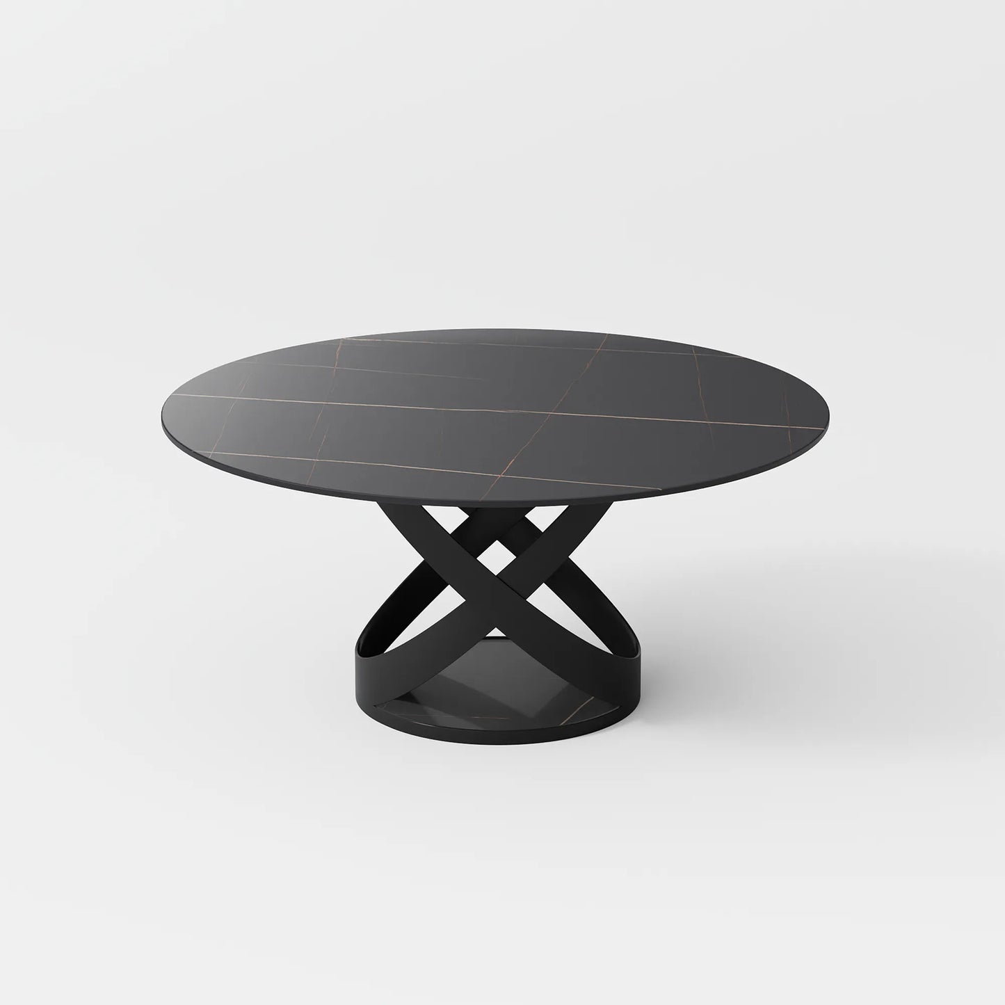 Maxwell - Table à manger ronde en pierre frittée mate