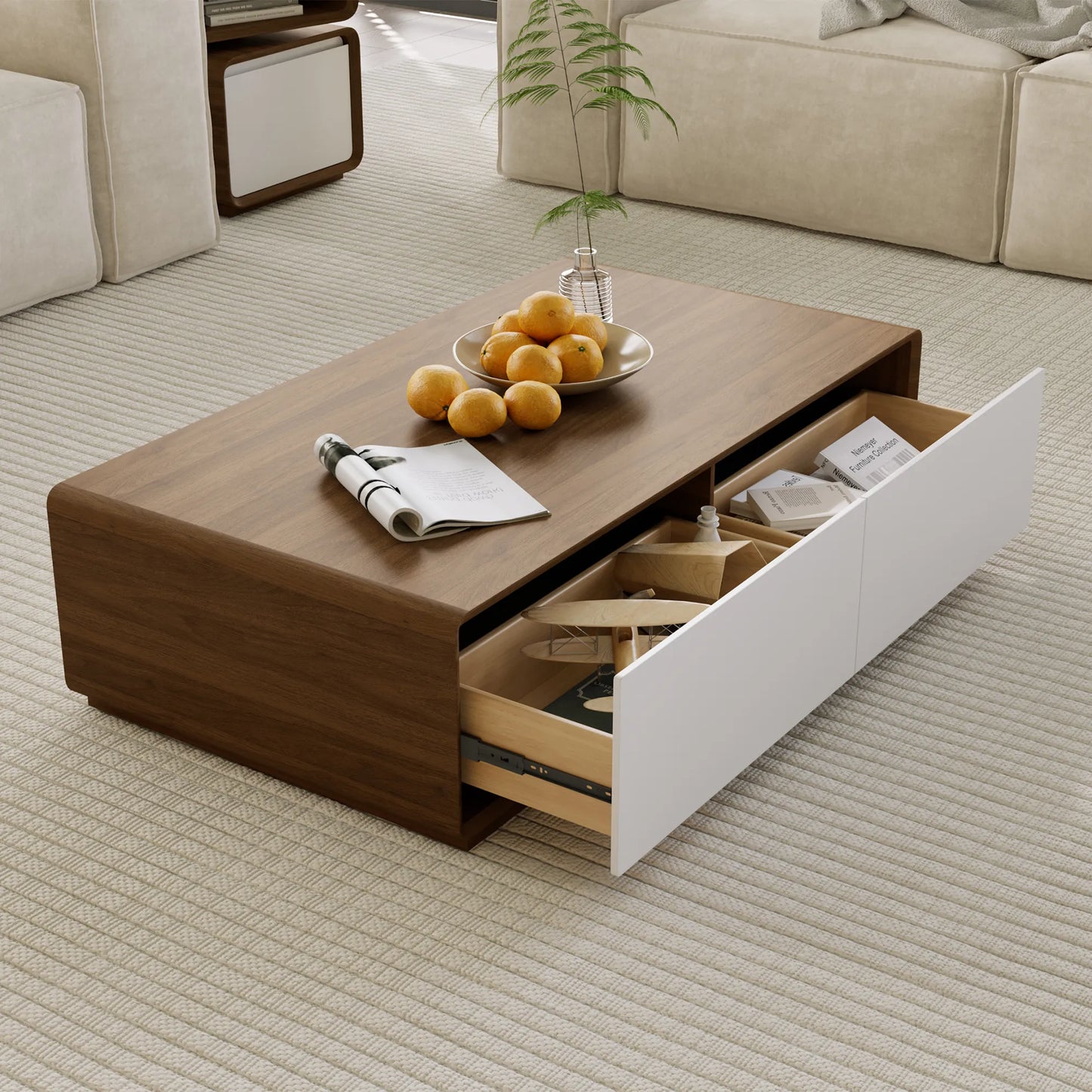 Table basse rectangulaire en bois de 51 po avec rangement