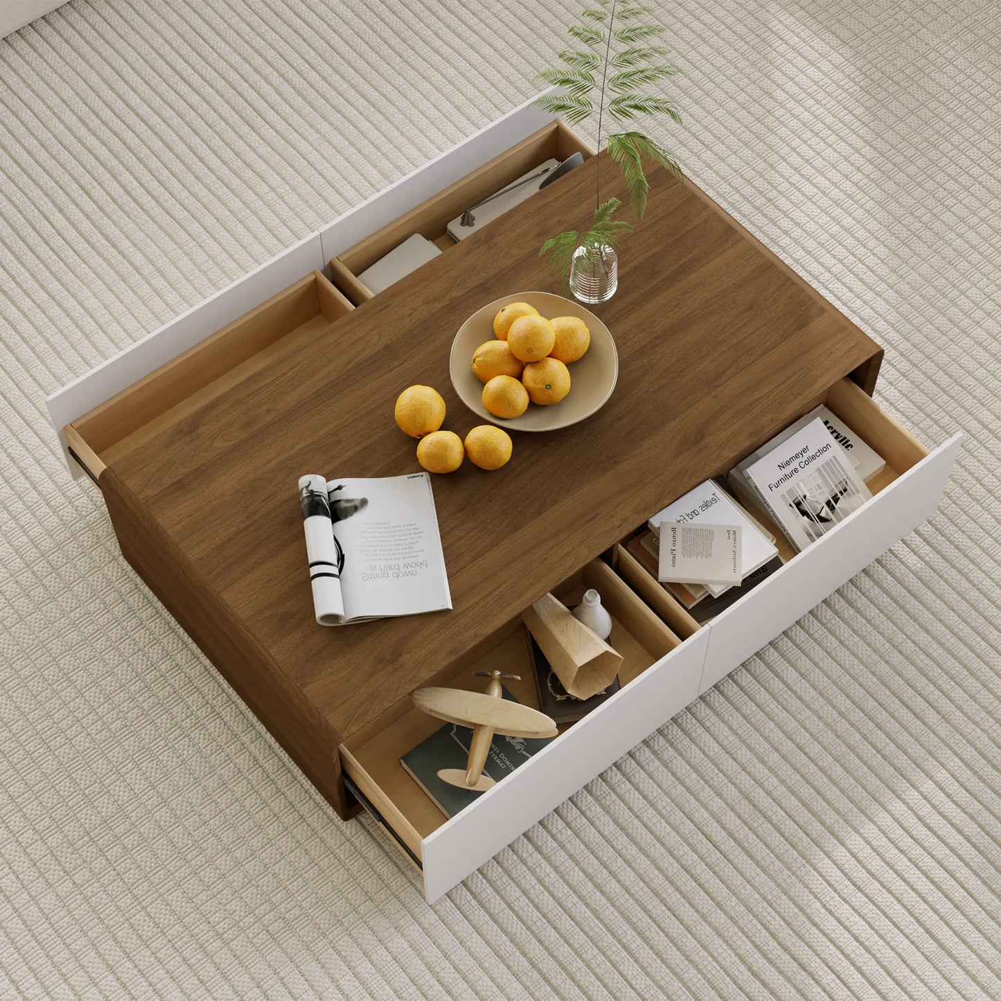 Table basse rectangulaire en bois de 51 po avec rangement