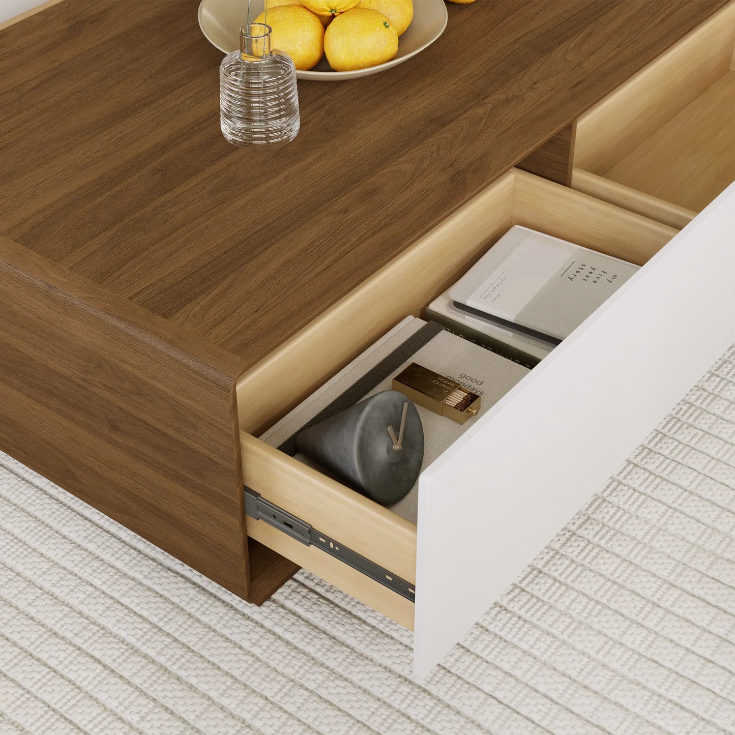 Table basse rectangulaire en bois de 51 po avec rangement