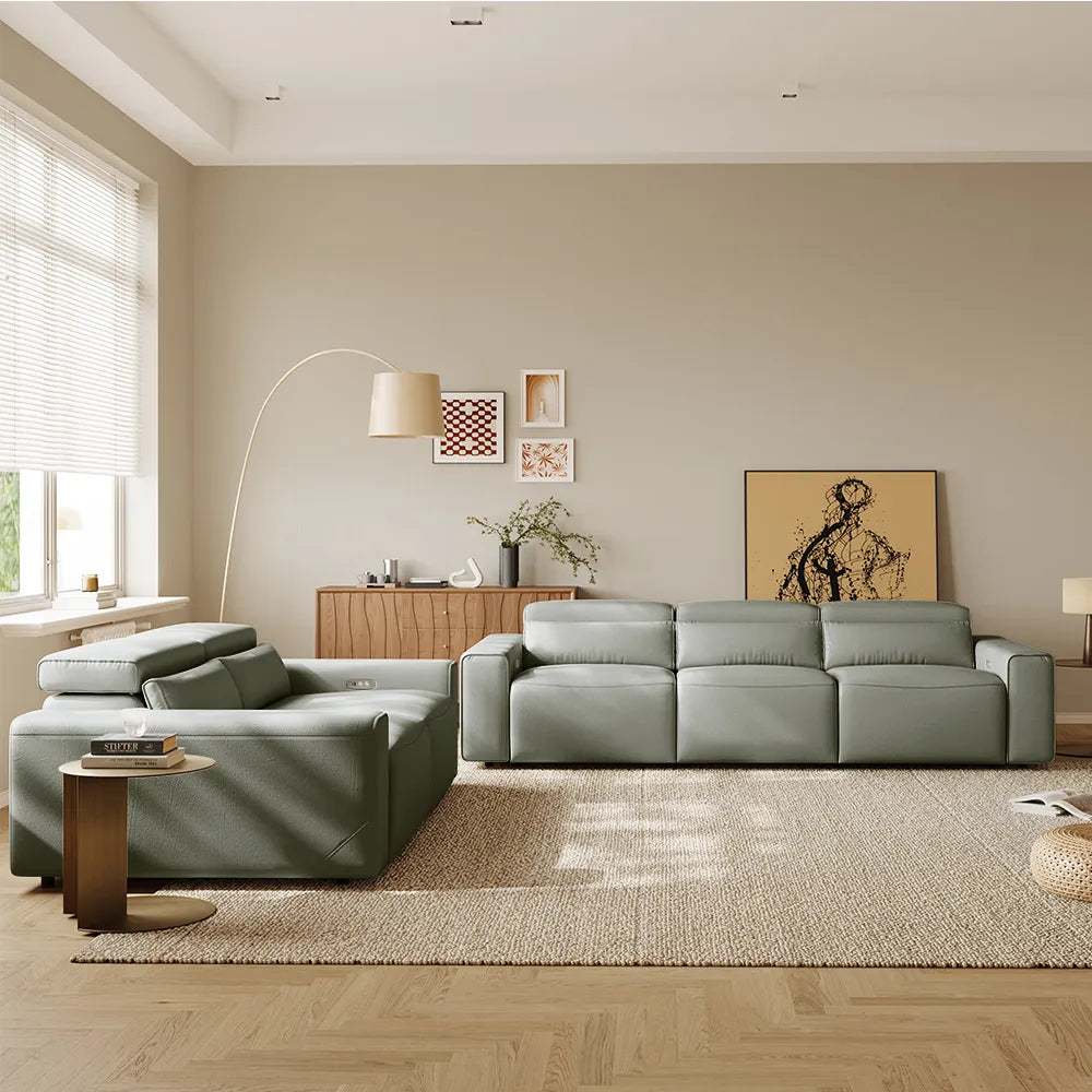 Luxury leather electric modular sofa set