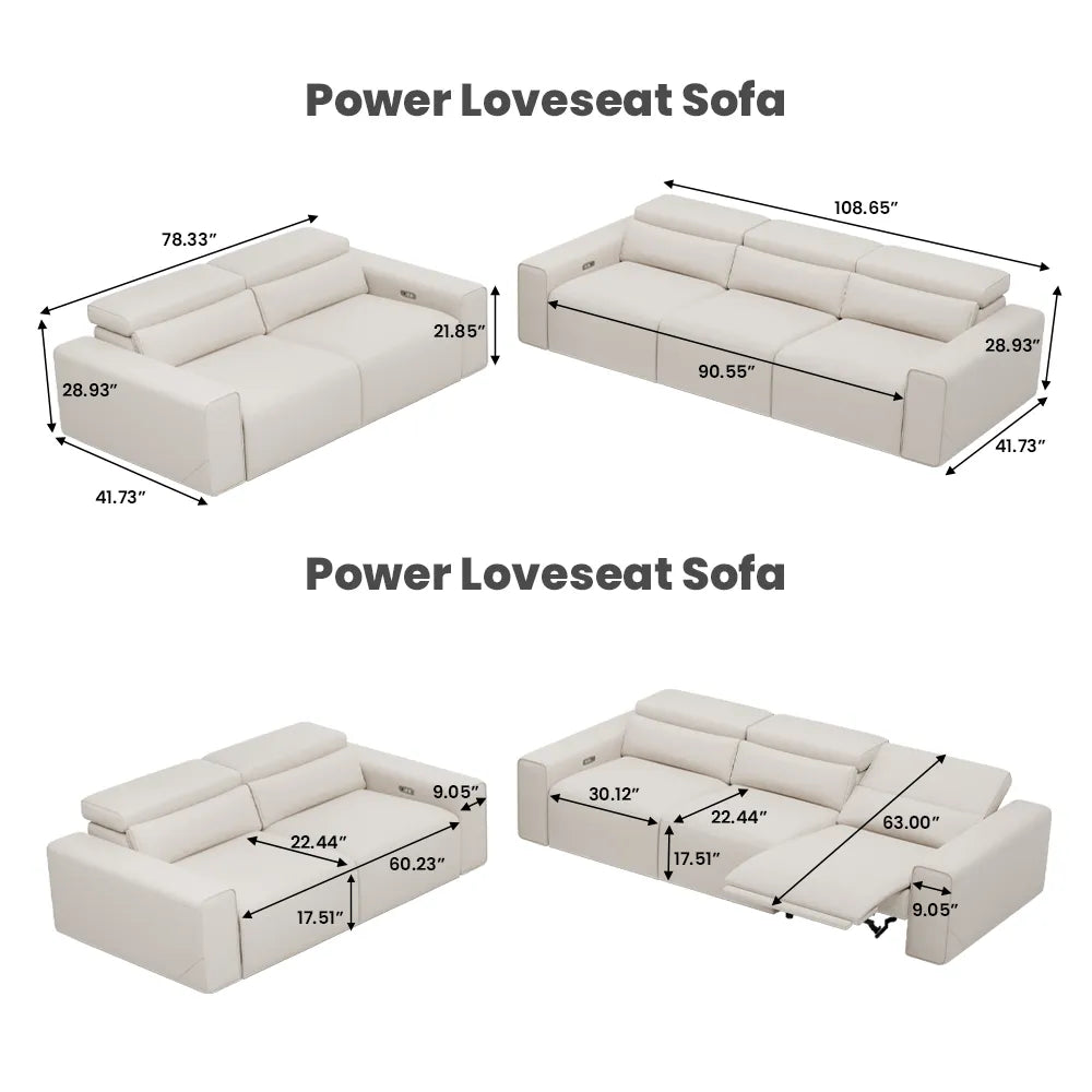 Luxury leather electric modular sofa set