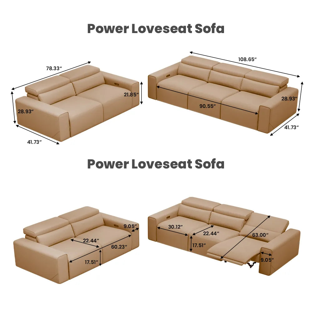 Luxury leather electric modular sofa set