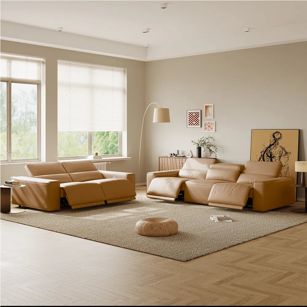 Luxury leather electric modular sofa set