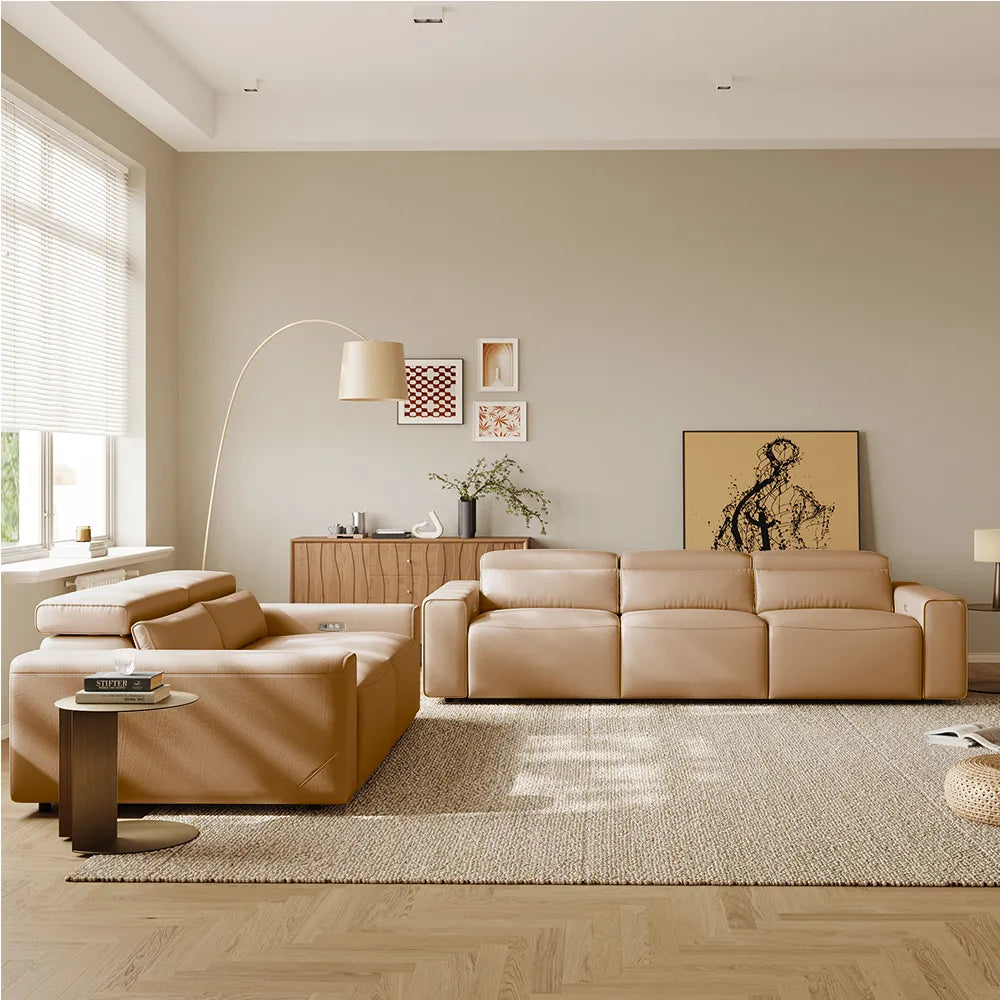 Luxury leather electric modular sofa set