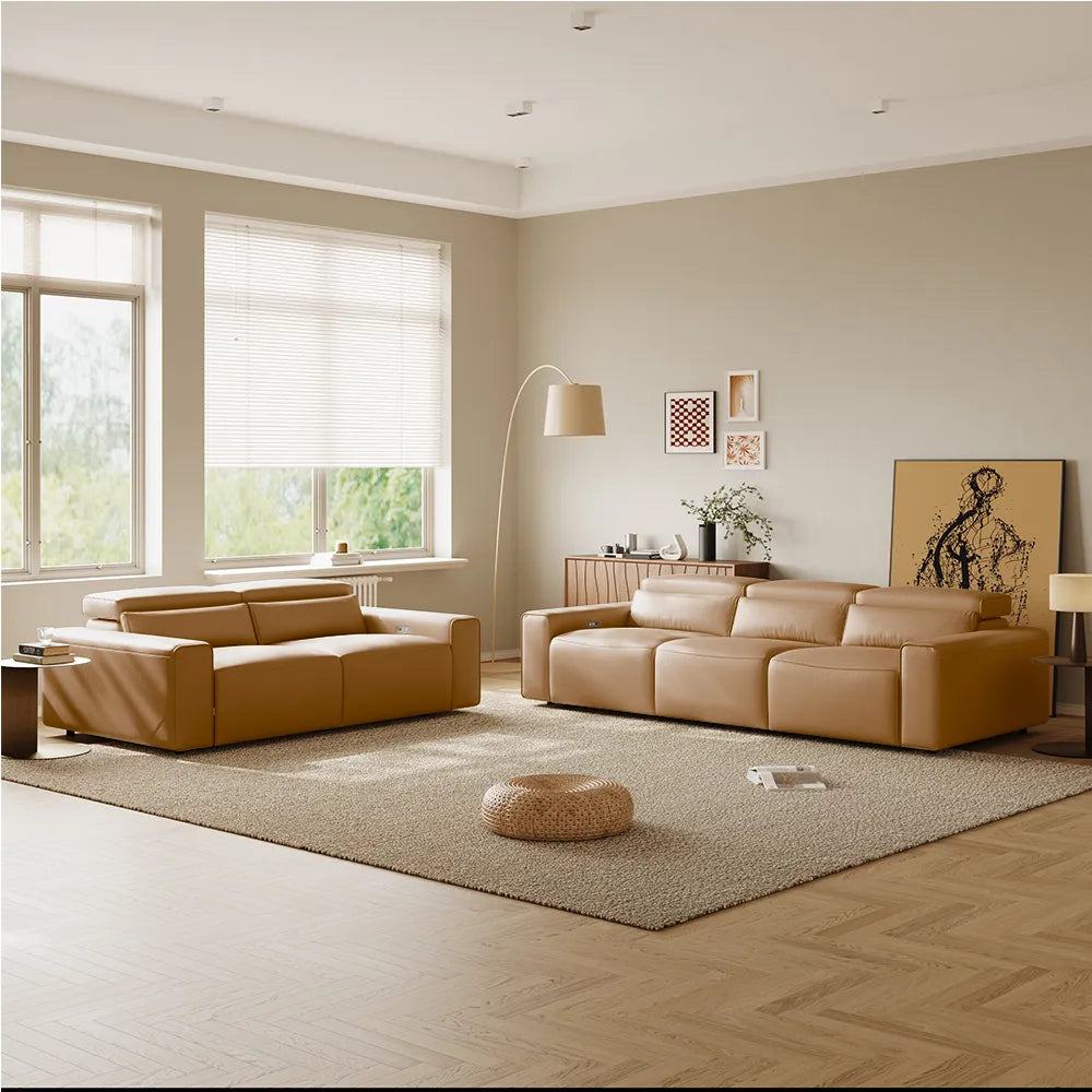 Luxury leather electric modular sofa set