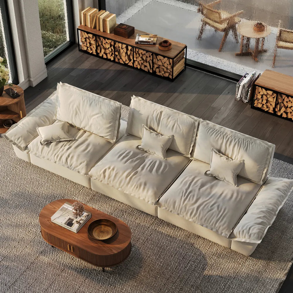 141.73" Sailboat Deep Sofa with Adjustable Backrest