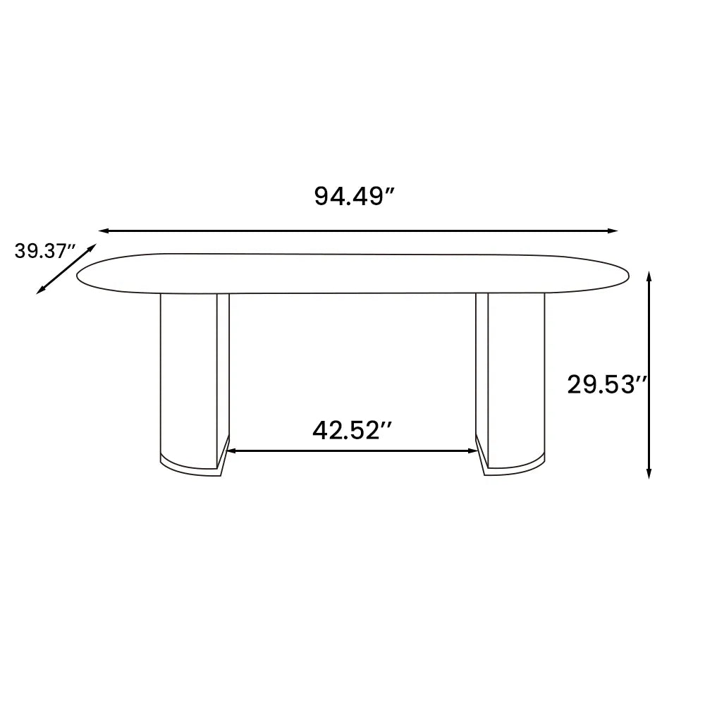Lira - Table à manger ovale en pierre frittée brillante