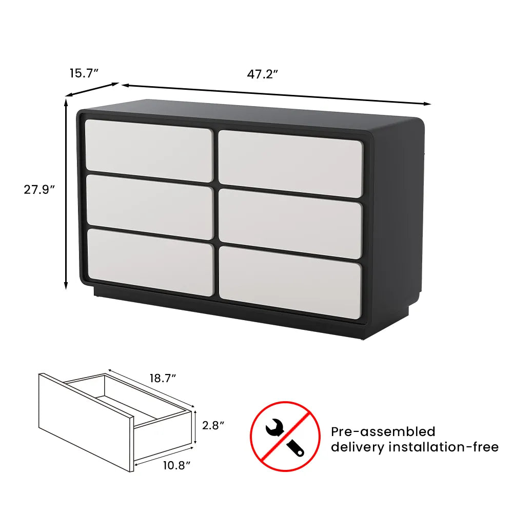Modern 6-Drawer Dresser for Bedroom