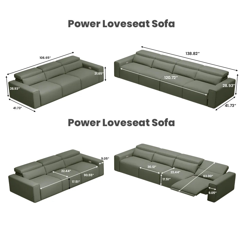 Luxury leather electric modular sofa set