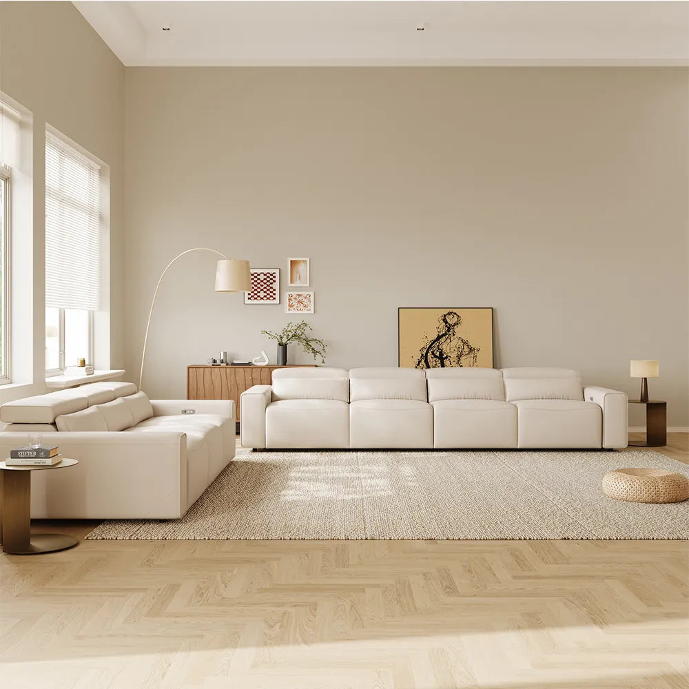 Luxury leather electric modular sofa set