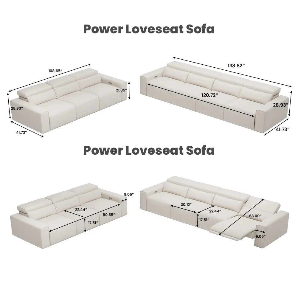 Luxury leather electric modular sofa set