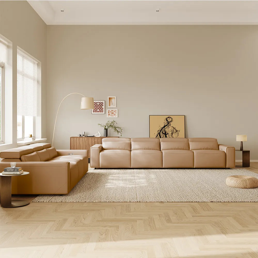 Luxury leather electric modular sofa set