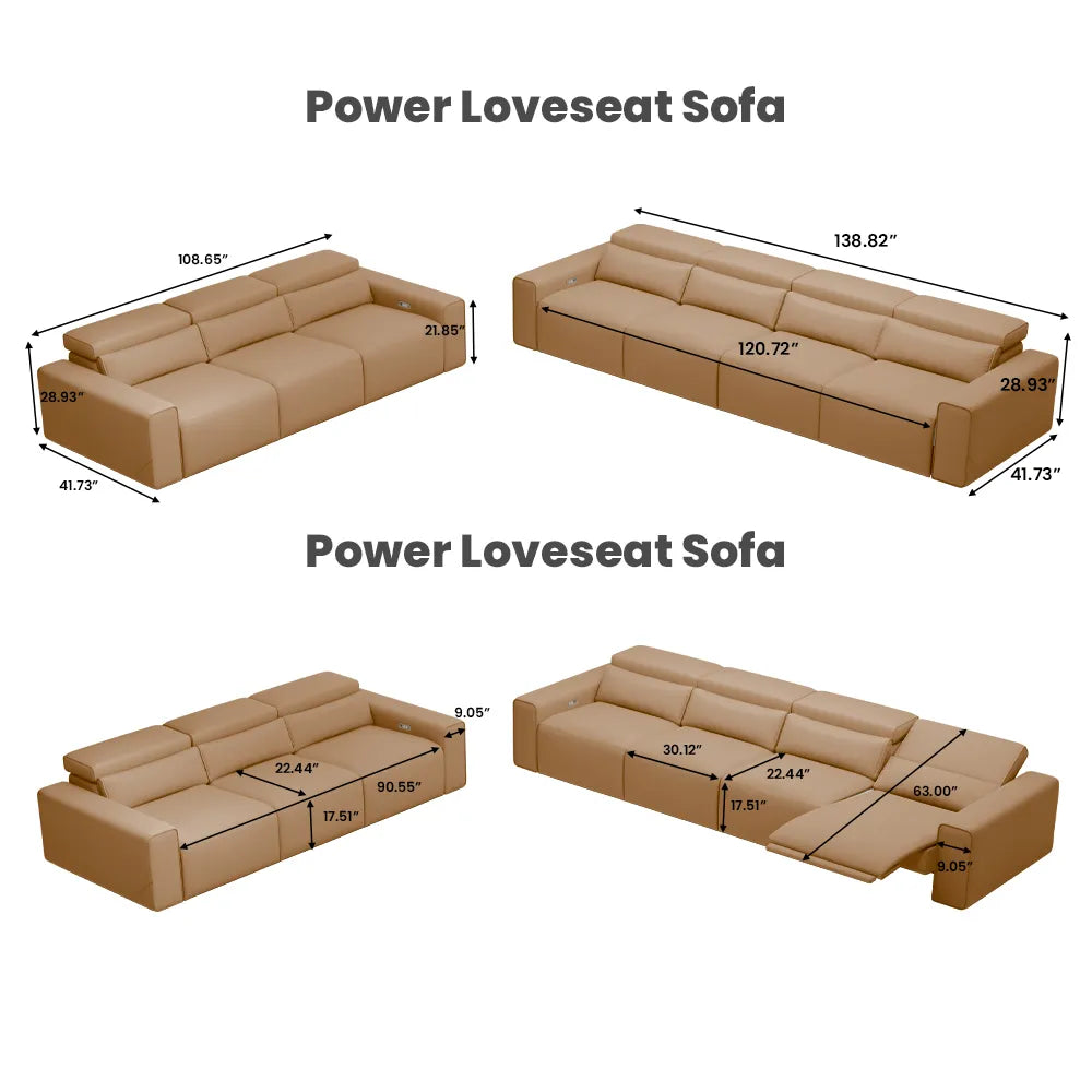 Luxury leather electric modular sofa set