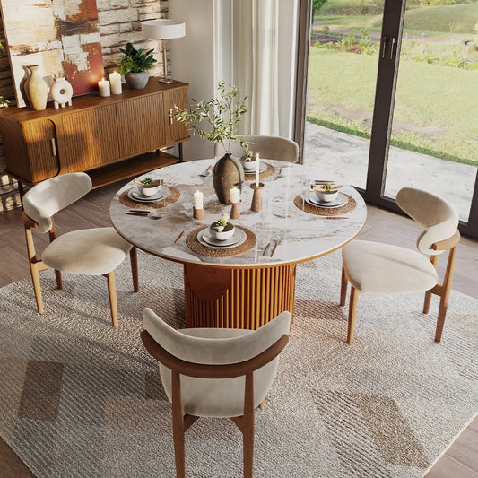 Silva - Round Glossy Sintered Stone Dining Table