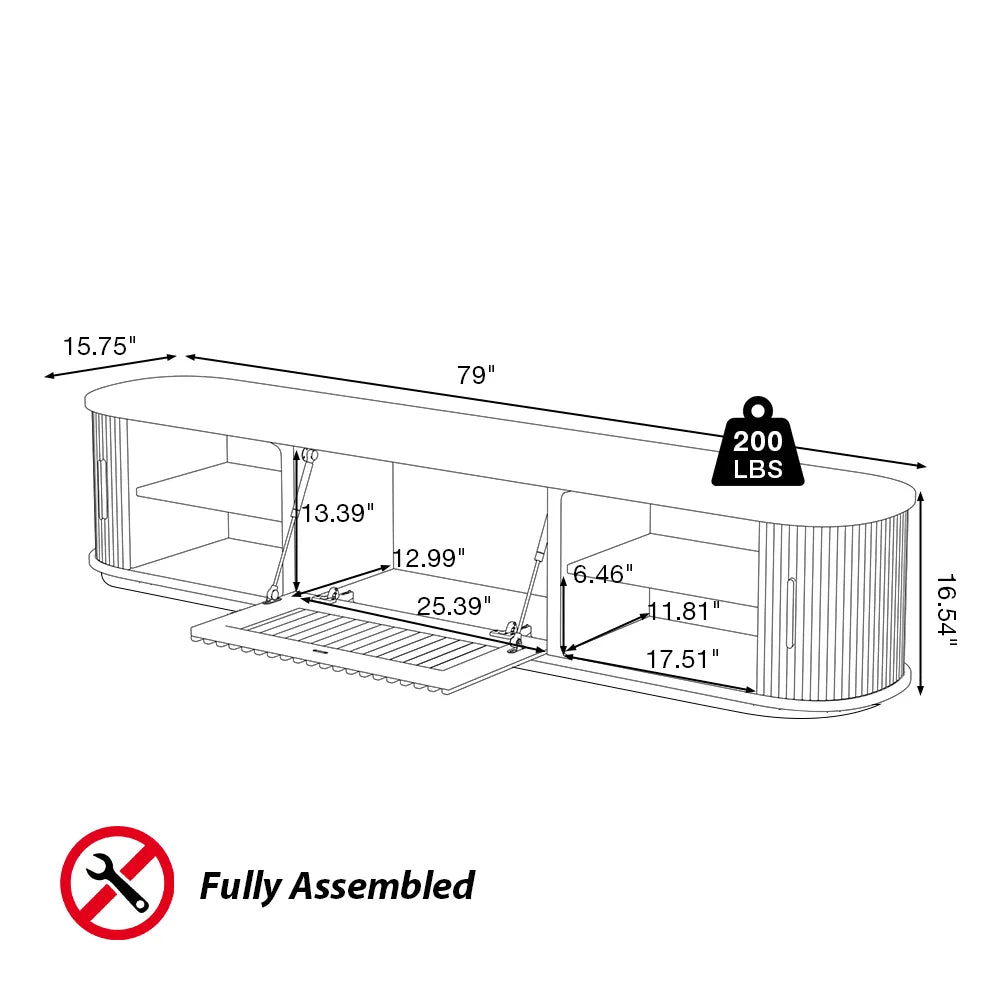 VISION - 78.74"Mid-Century Modern Tambour Door TV Stand