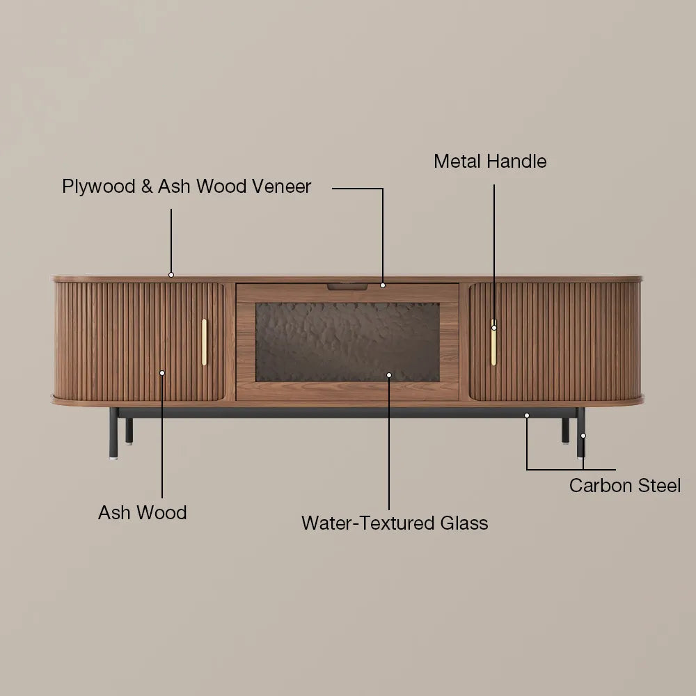 VISION - 94.49"Mid-Century Modern Tambour Door TV Stand